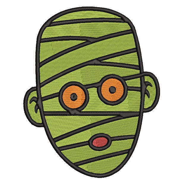 Creepy Halloween, Mummy machine embroidery file design, Scary mummy head Digital File Instant Download