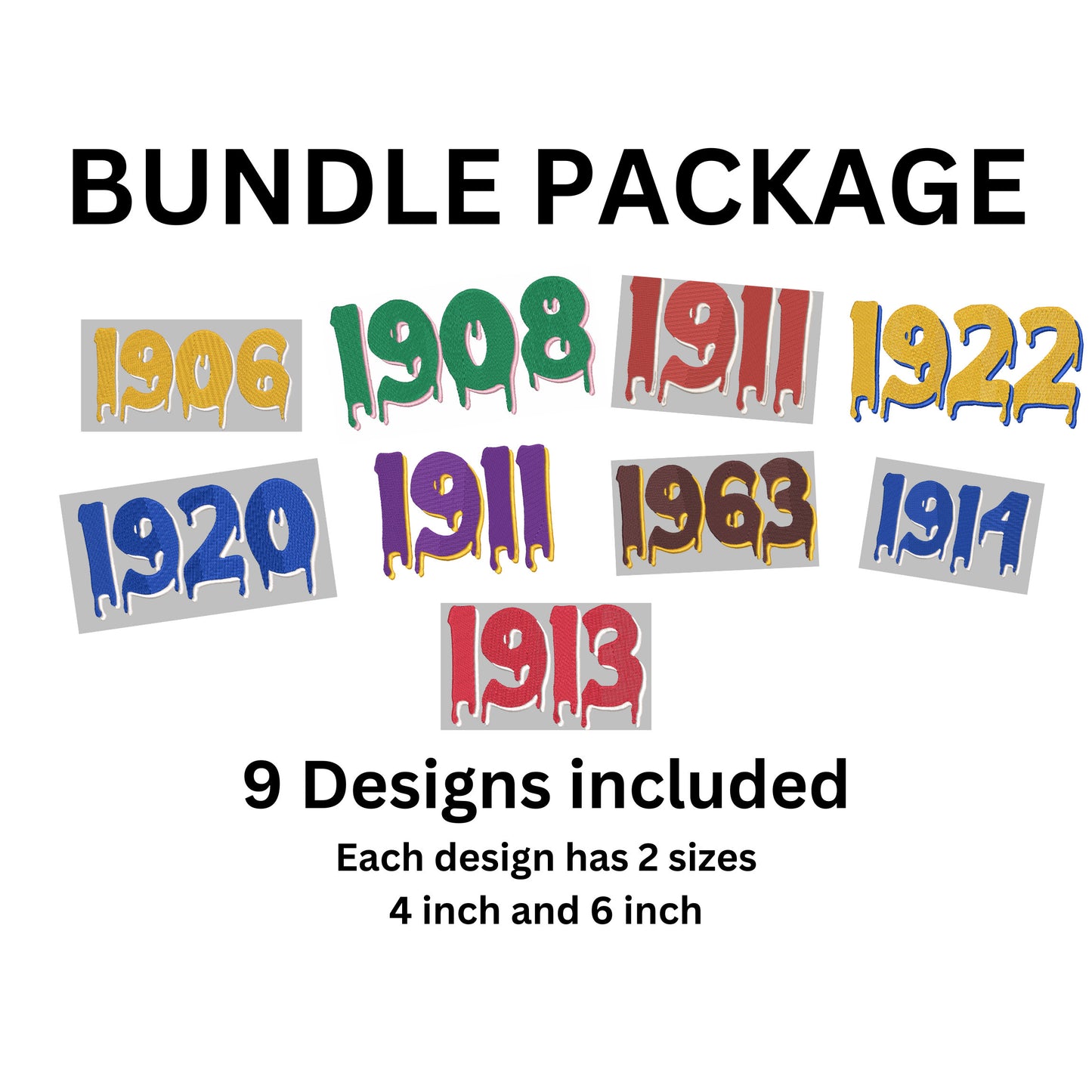 Greek Dates Bundle machine embroidery designs, Fraternity, and Sorority Digital File Instant Download each design has 4in and 6in files