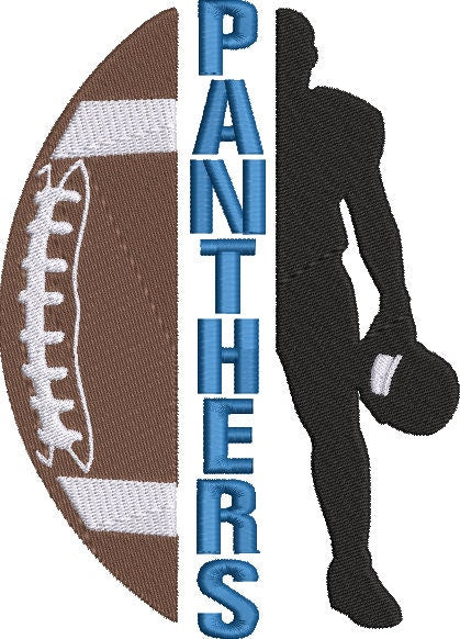 Panthers FootBall machine embroidery file design Sports Digital File Instant Download 2 sizes to fit 4x4 and 5x7 hoops