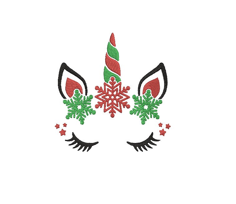 Christmas Unicorn machine embroidery Holiday design, Girls digital unicorn File Instant Download, 2 sizes to fit 4x4 and 5x7 hoops
