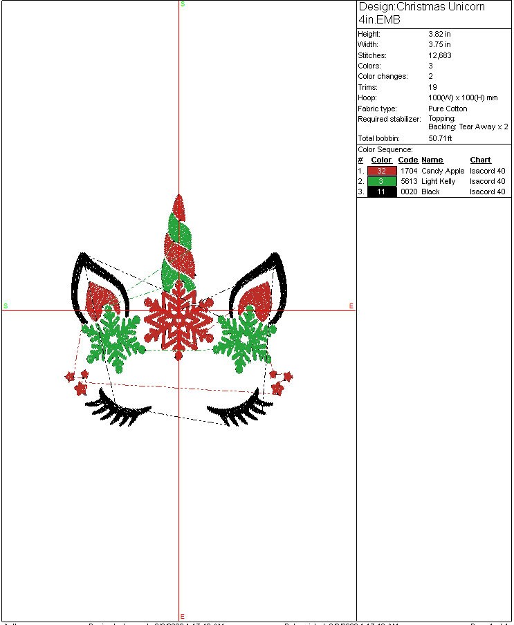 Christmas Unicorn machine embroidery Holiday design, Girls digital unicorn File Instant Download, 2 sizes to fit 4x4 and 5x7 hoops