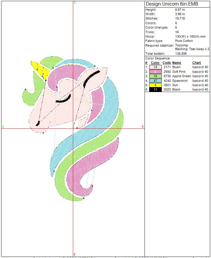 Unicorn machine embroidery design, Girls digital unicorn File Instant Download, 2 sizes to fit 4x4 and 5x7 hoops