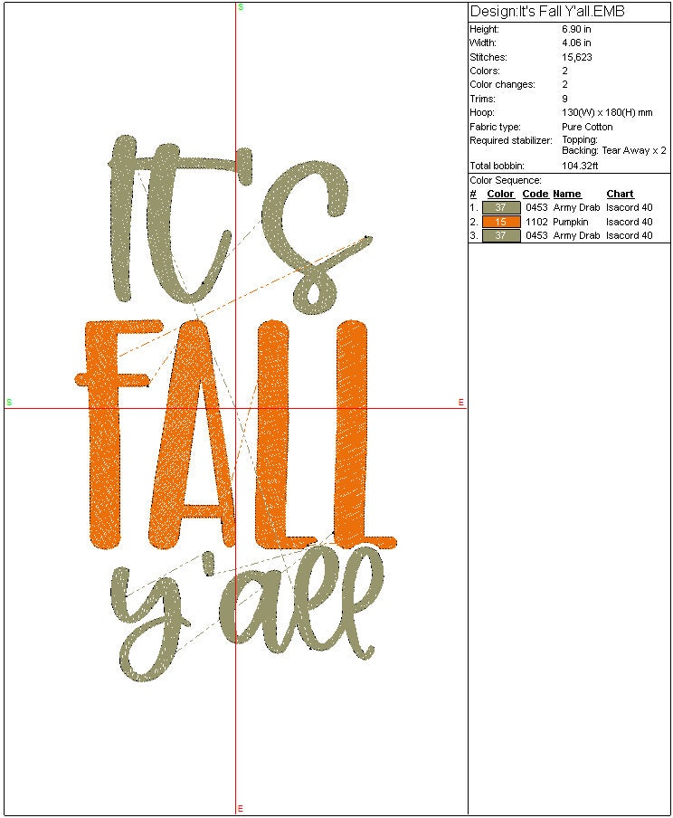 Fall machine embroidery design, Thanksgiving, Autumn, Holiday, It's Fall Y'all Digital File Instant Download