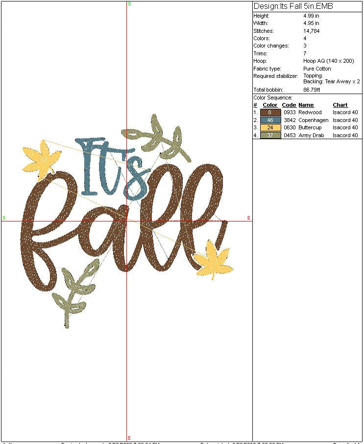 Fall Embroidery design, It's Fall machine embroidery design, Thanksgiving, Autumn, Holiday, Fall Digital File Instant Download