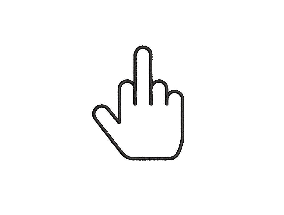 Middle Finger machine embroidery file design, Middle Finger outline, Instant Download 2 Designs, 3 sizes each