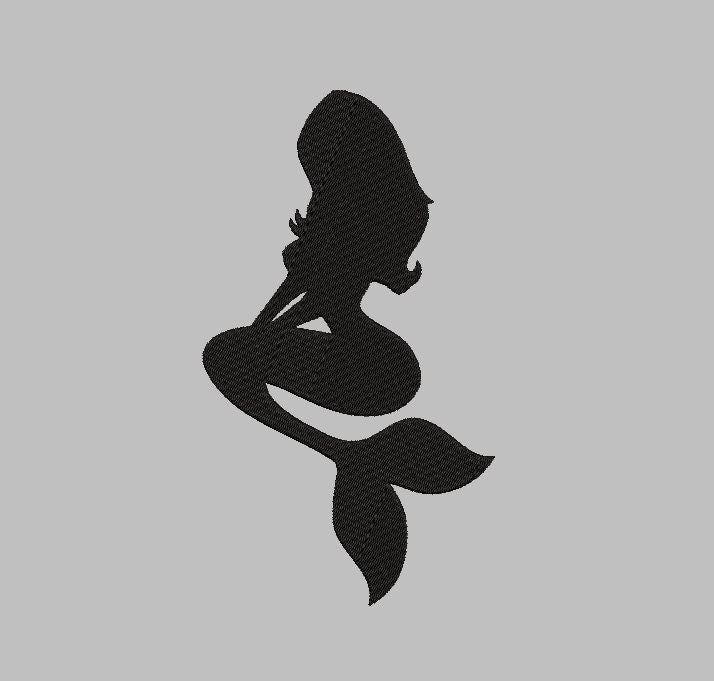 Mermaid Silhouette machine embroidery file design, Girl Mermaid Digital File, Instant Download 2 Sizes