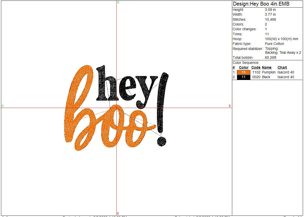 Halloween Hey Boo machine embroidery file design, Digital File Instant Download