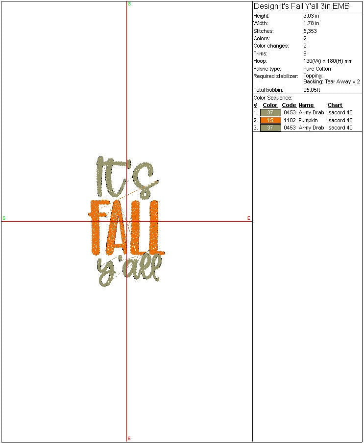 Fall machine embroidery design, Thanksgiving, Autumn, Holiday, It's Fall Y'all Digital File Instant Download