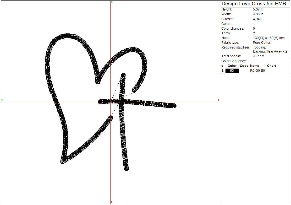 Love Christ, Heart Cross, Embroidery Design, Religious, Instant Download, Digital Download