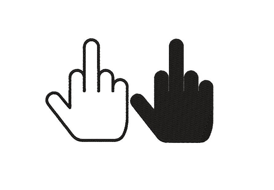 Middle Finger machine embroidery file design, Middle Finger outline, Instant Download 2 Designs, 3 sizes each