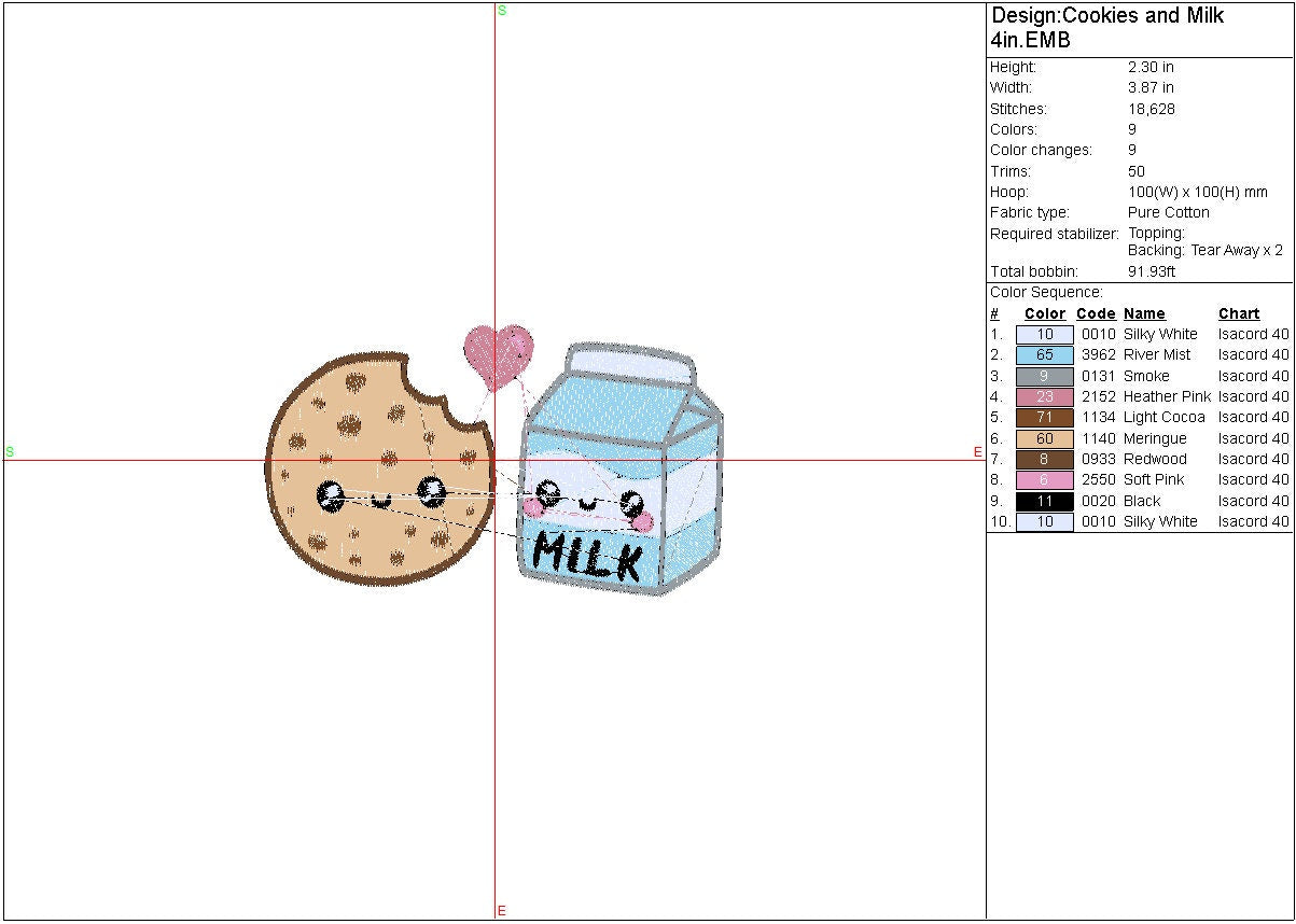 Cookies and Milk kawaii machine embroidery file, couples digital design, Instant Download 3 sizes