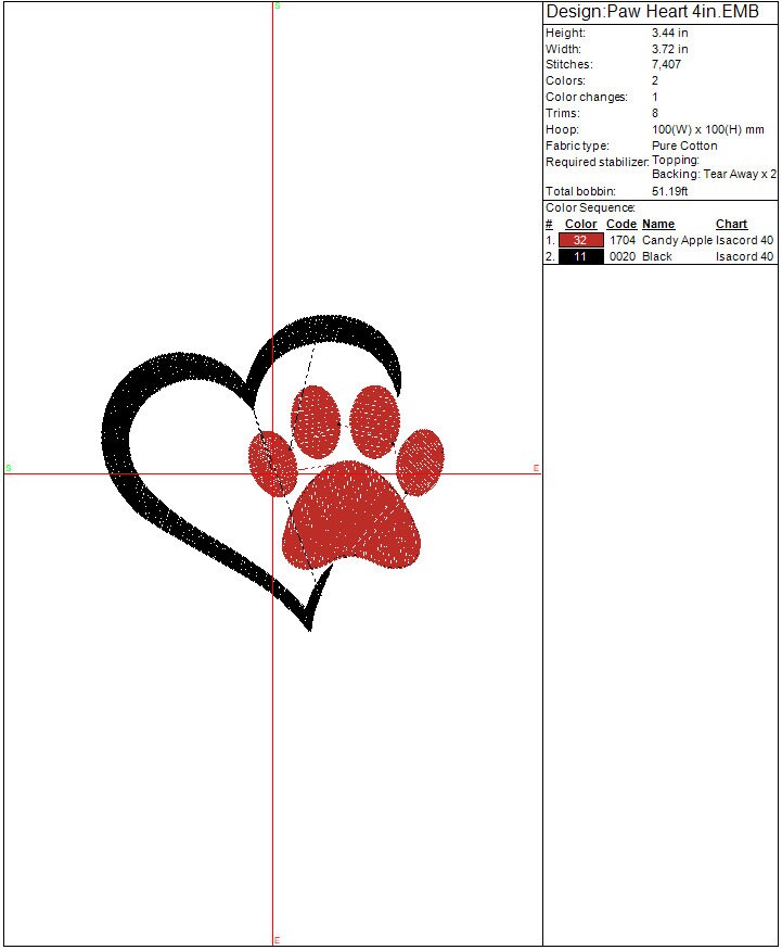 Love Dogs machine embroidery file design, Paw print Digital File Instant Download