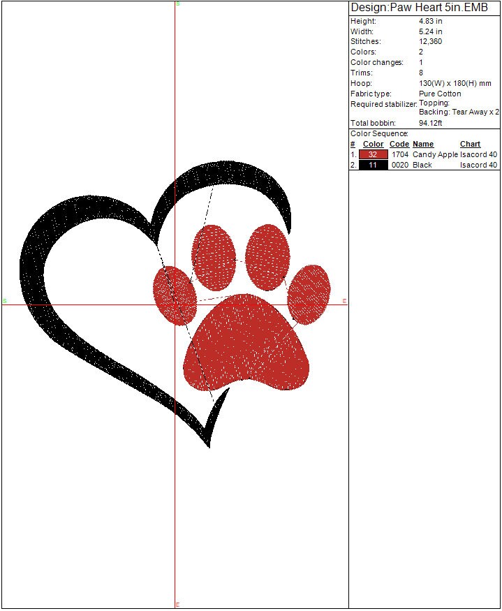 Love Dogs machine embroidery file design, Paw print Digital File Instant Download