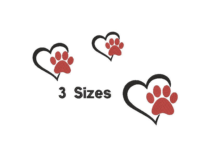 Love Dogs machine embroidery file design, Paw print Digital File Instant Download