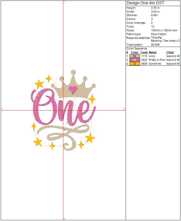 First Birthday machine embroidery file design, Girl Princess, King Boys Digital File, Instant Download 2 Sizes