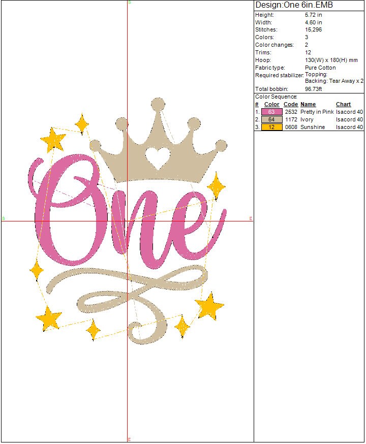 First machine embroidery file design, Girl Princess, King Boys Digital File, Birthday, Baby, Kids Instant Download 2 Sizes