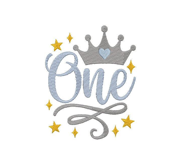 First machine embroidery file design, Girl Princess, King Boys Digital File, Birthday, Baby, Kids Instant Download 2 Sizes