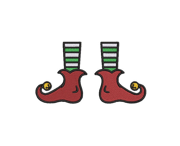 Christmas Elf Shoes Machine Embroidery file design, Digital File Instant Download 2 sizes