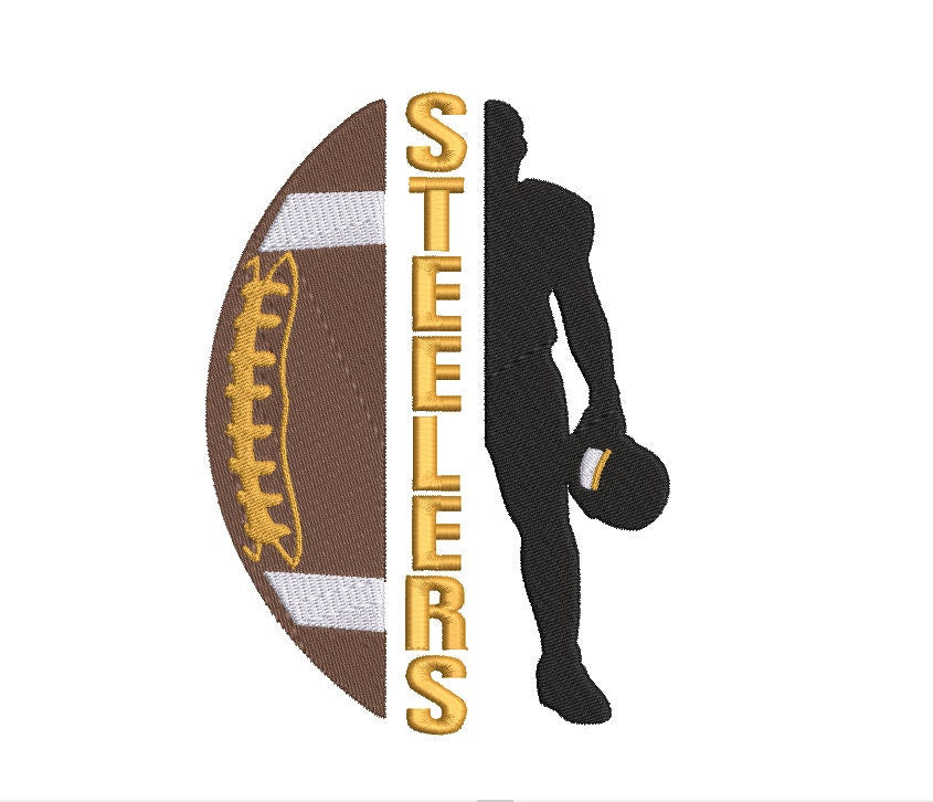 Steelers Football Machine Embroidery Design Pittsburg Sports Digital File Instant Download 2 sizes to fit 4x4 and 5x7 hoops