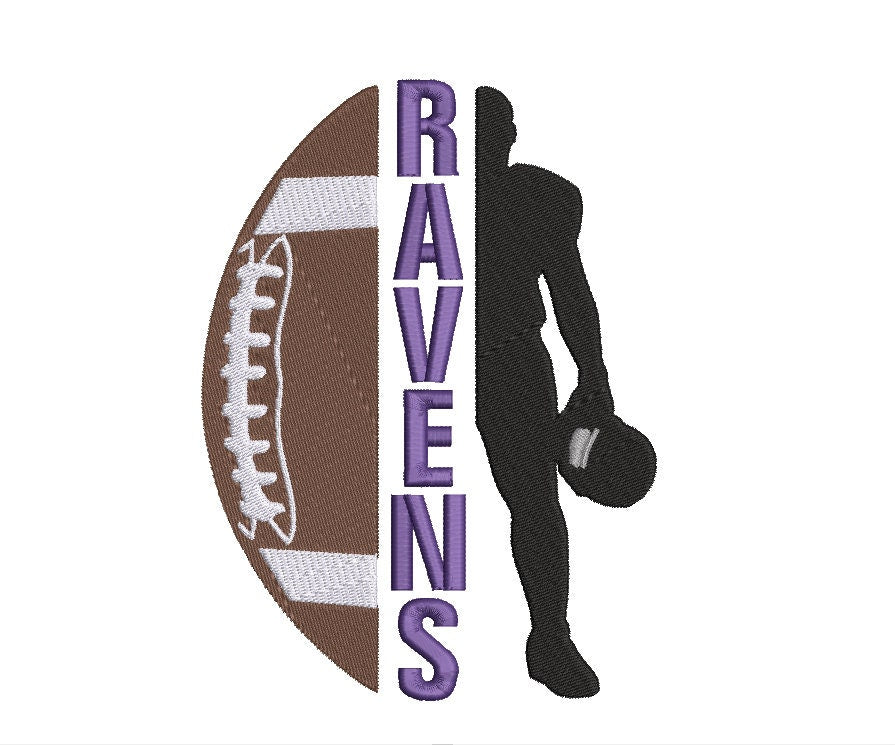 Ravens FootBall machine embroidery file design Sports Baltimore Digital File Instant Download 2 sizes to fit 4x4 and 5x7 hoops