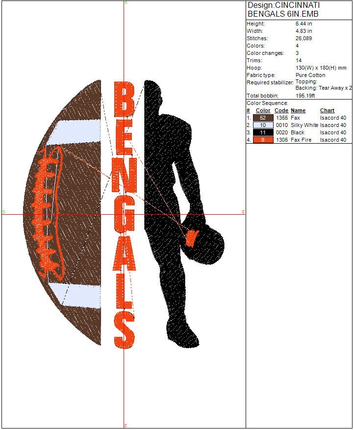 Cincinnati Football machine embroidery file design Sports Digital File Instant Download 2 sizes to fit 4x4 and 5x7 hoops