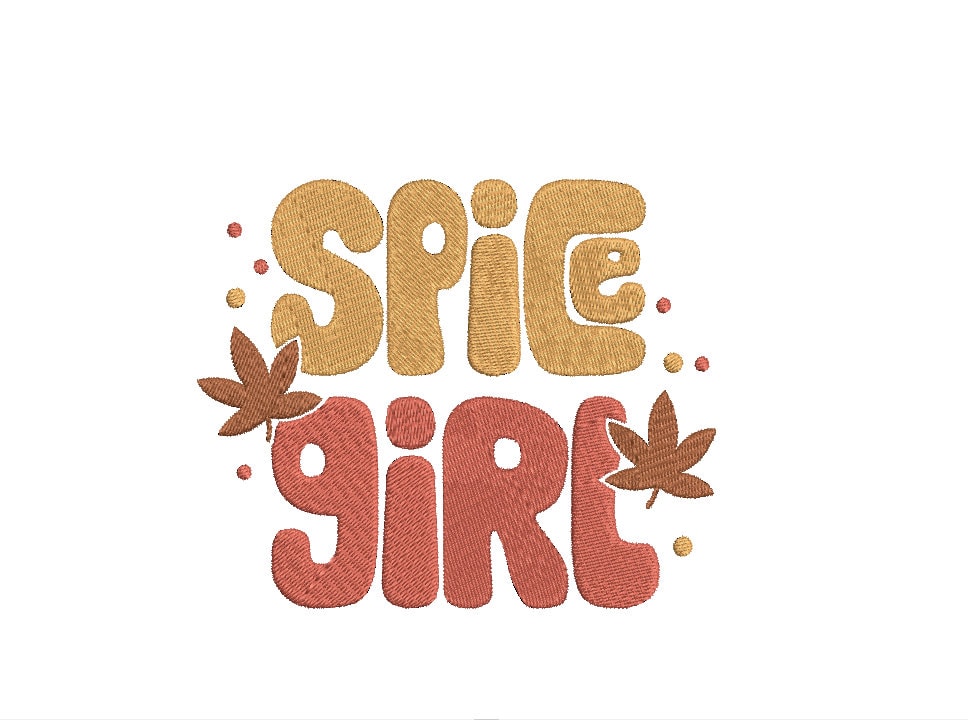 Fall Embroidery design, Spice Girl machine embroidery file design, Thanksgiving, Autumn, Holiday Fall Digital Design, Instant Download