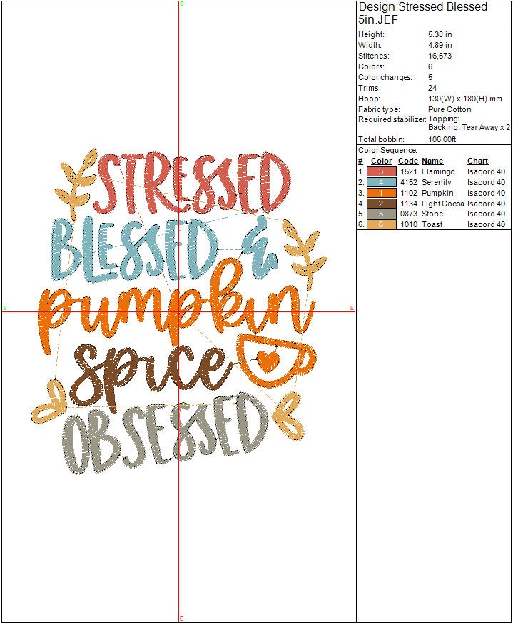Fall Embroidery Design, Thanksgiving Design, Blessed, Obsessed, Autumn, Holiday Fall Digital Design, Instant Download