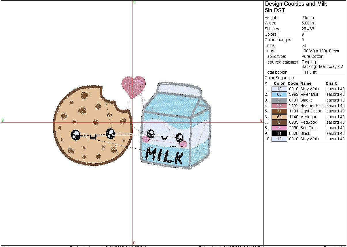 Cookies and Milk kawaii machine embroidery file, couples digital design, Instant Download 3 sizes