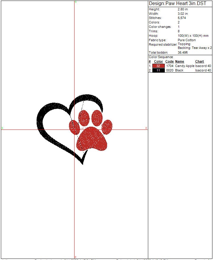 Love Dogs machine embroidery file design, Paw print Digital File Instant Download