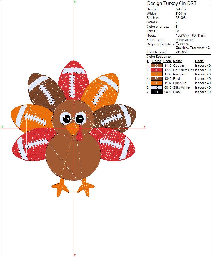 Fall Embroidery Design Football Turkey design, Thanksgiving, Autumn, Holiday, Fall Digital Design, Instant Download
