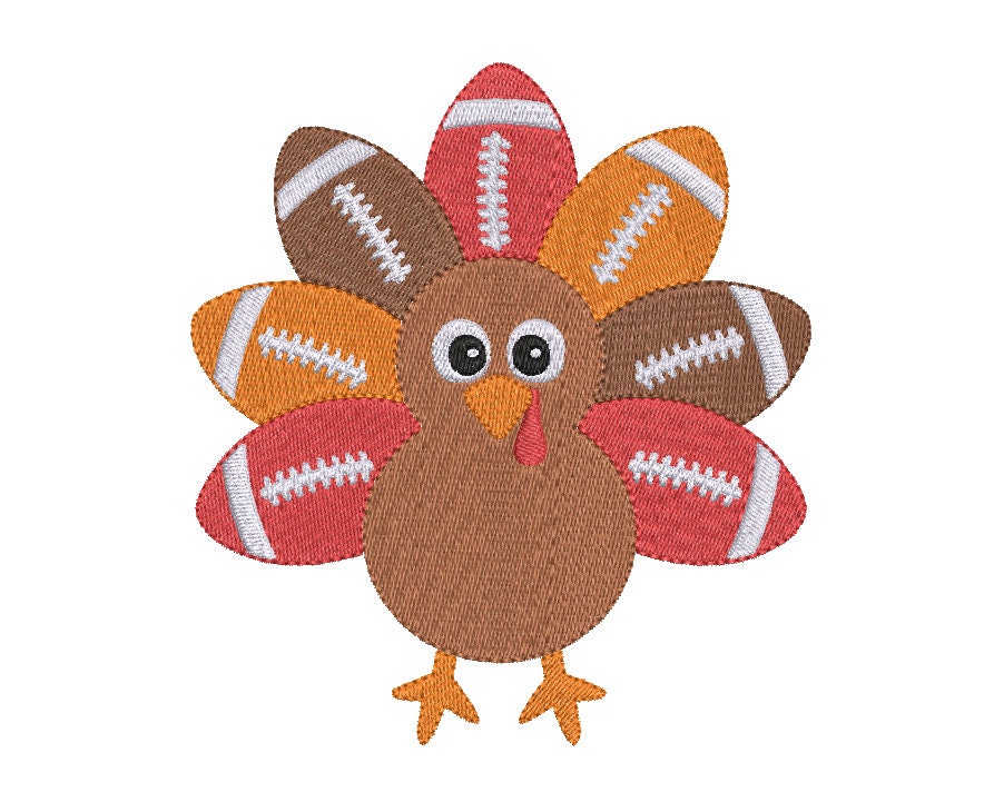 Fall Embroidery Design Football Turkey design, Thanksgiving, Autumn, Holiday, Fall Digital Design, Instant Download