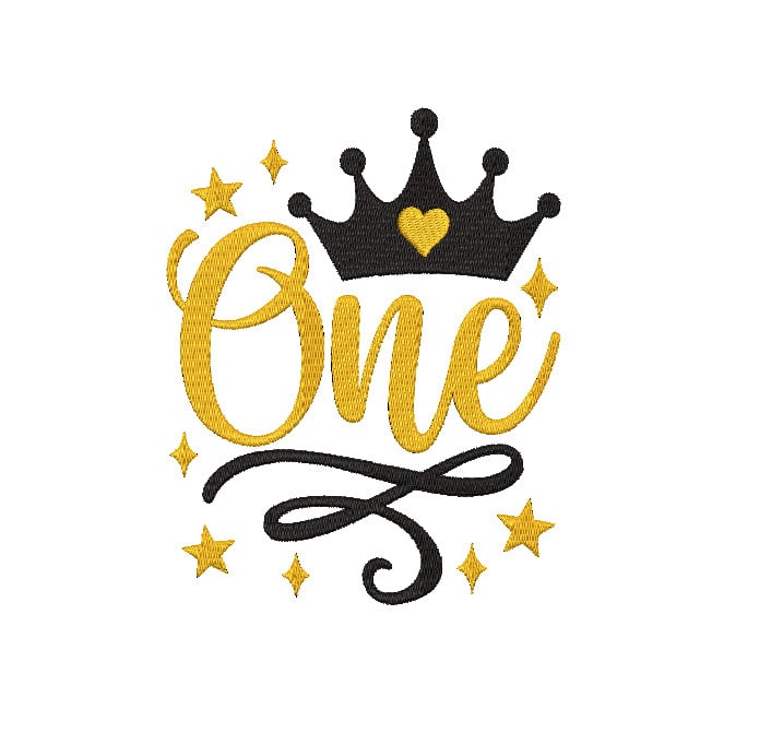 First Birthday machine embroidery file design, Girl Princess, King Boys Digital File, Instant Download 2 Sizes