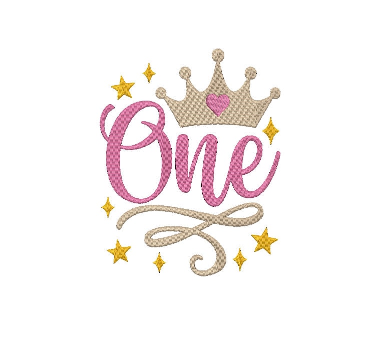 First machine embroidery file design, Girl Princess, King Boys Digital File, Birthday, Baby, Kids Instant Download 2 Sizes