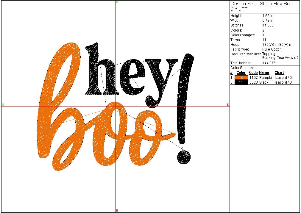 Halloween Hey Boo machine embroidery file design, Digital File Instant Download