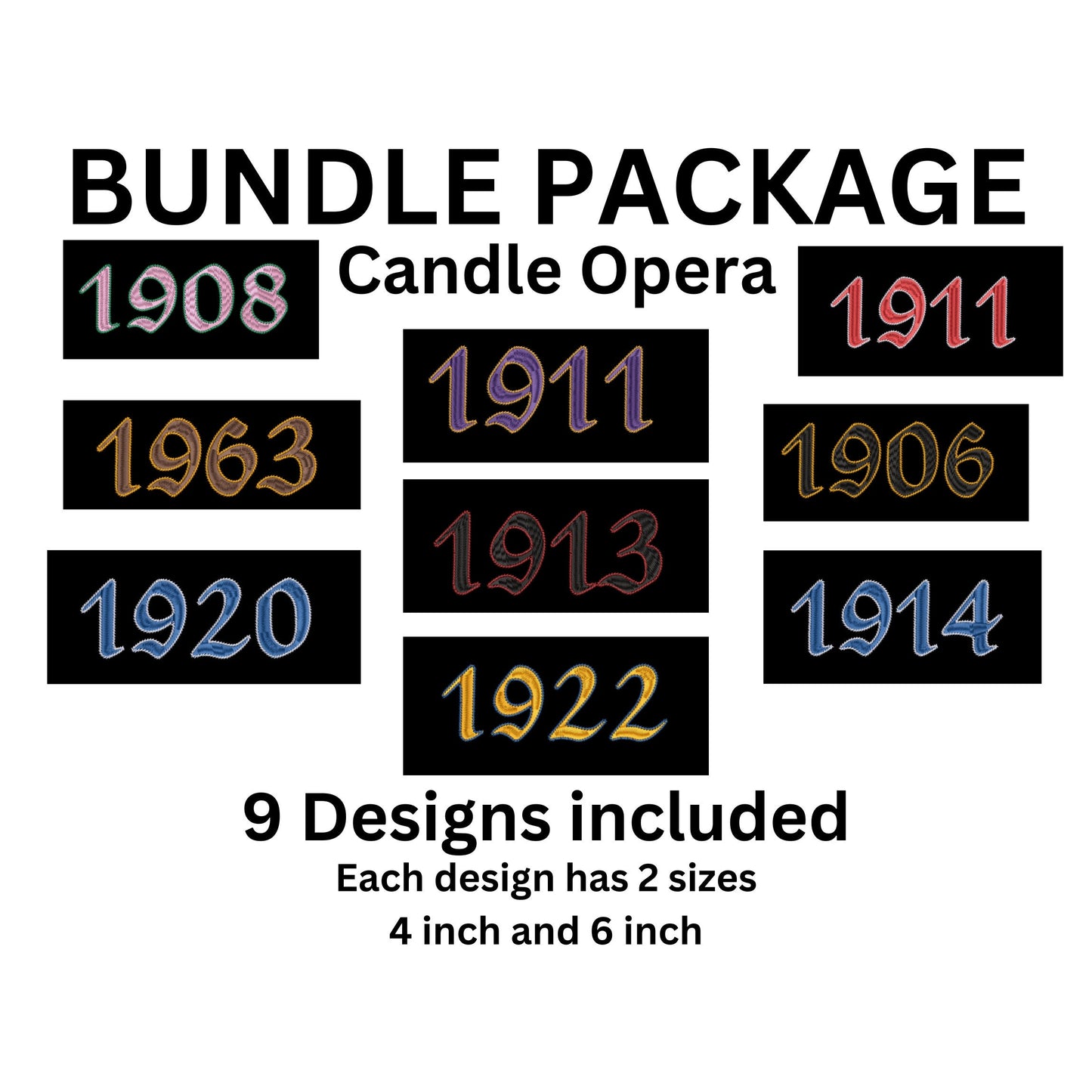Greek Dates Bundle machine embroidery designs, Fraternity and Sorority Digital File, Instant Download, Each design 4in,7in,10in,Candle Opera