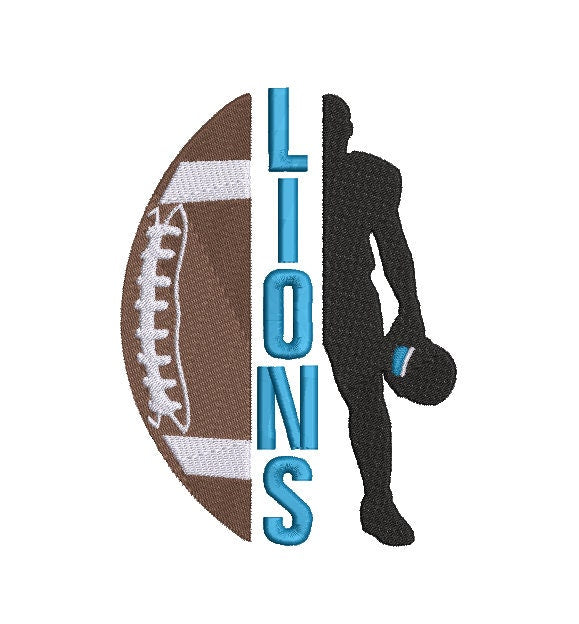 Lions Football Machine Embroidery file design Sports Digital File Instant Download 2 sizes to fit 4x4 and 5x7 hoops