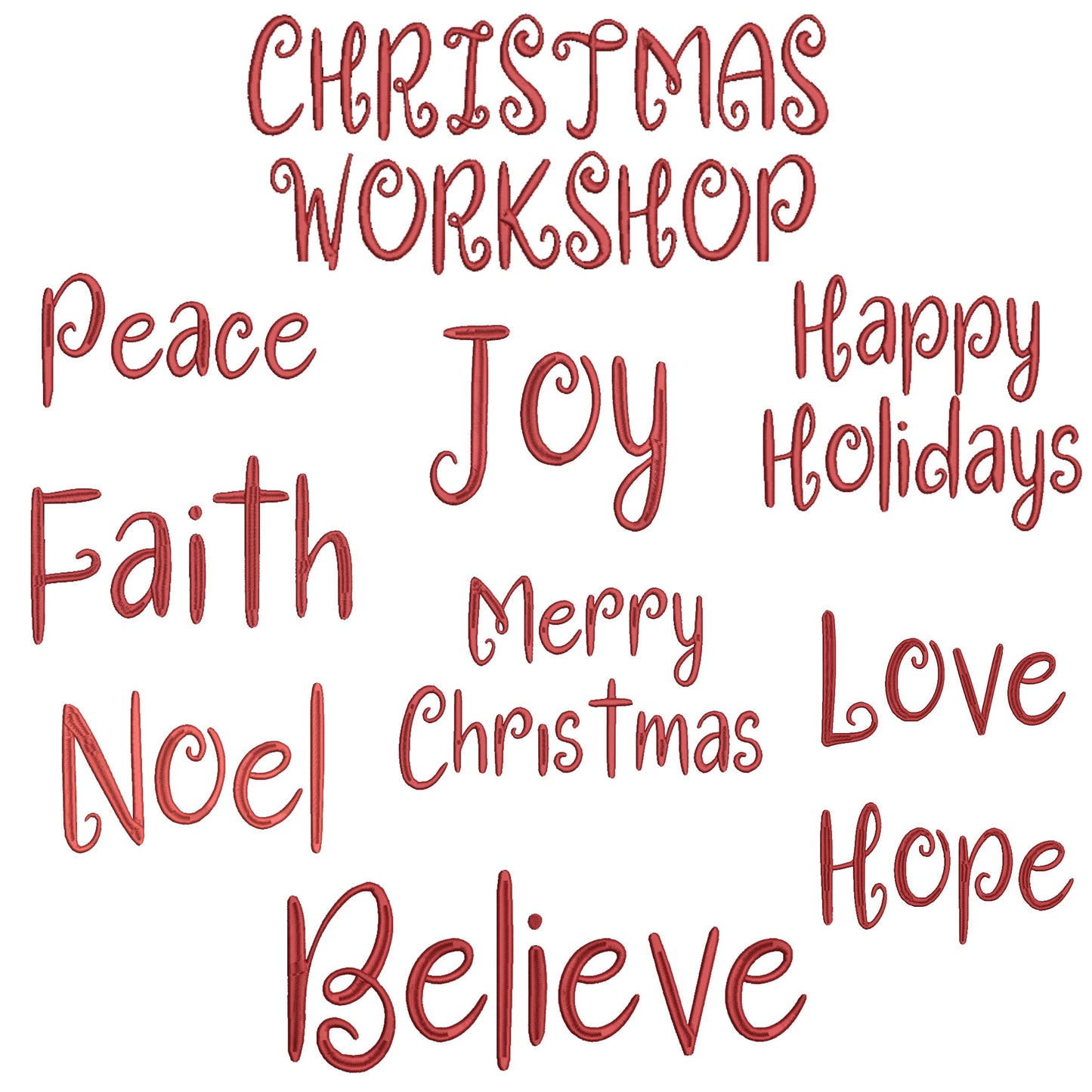 Christmas Embroidery Designs, Holiday Machine Embroidery File, Merry Christmas, Believe, 10 Designs, Digital Download, 4x4, 5x7, 8x12 Hoop
