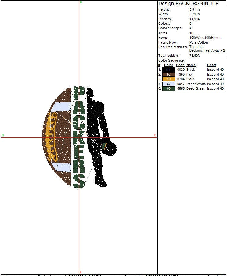 Green Bay Packers FootBall Machine Embroidery design, Sports Digital File, Instant Download 2 sizes to fit 4x4 and 5x7 hoops