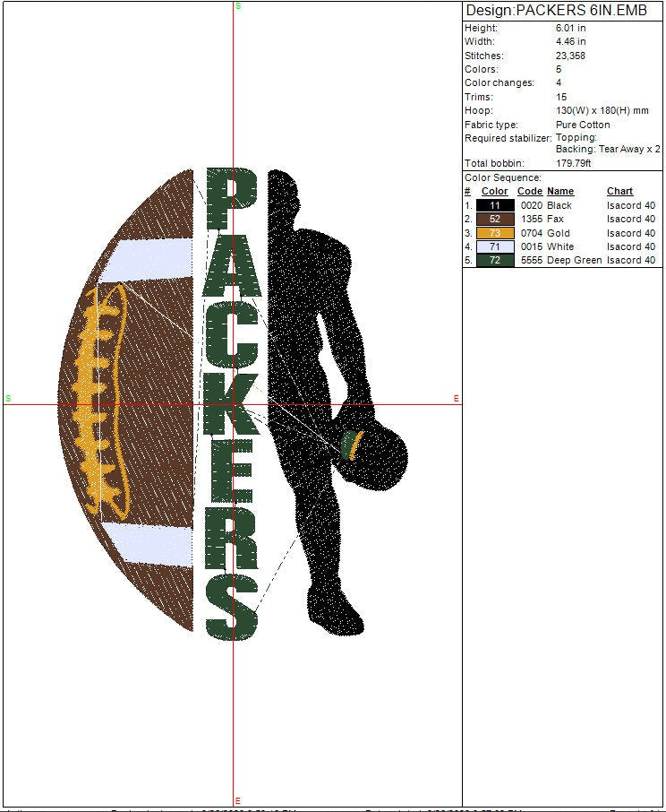 Green Bay Packers FootBall Machine Embroidery design, Sports Digital File, Instant Download 2 sizes to fit 4x4 and 5x7 hoops