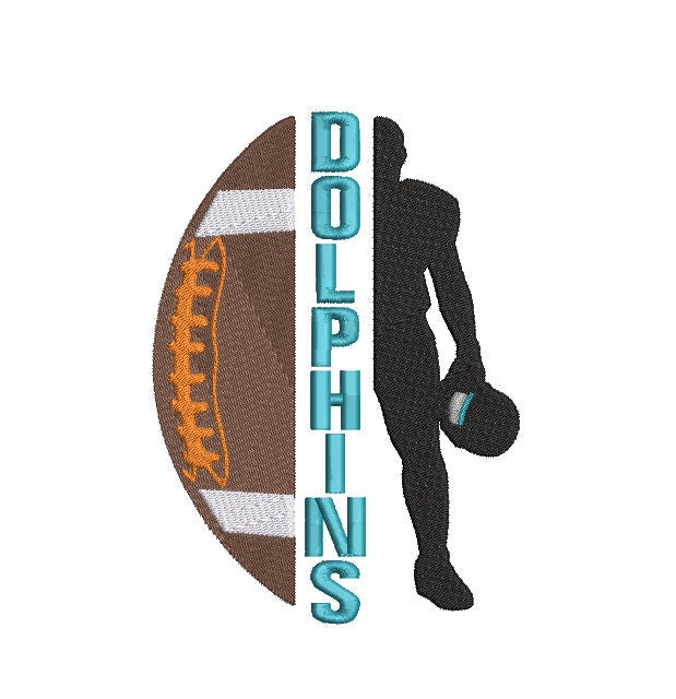 Dolphins Football Machine Embroidery file design Sports Digital File Instant Download 2 sizes to fit 4x4 and 5x7 hoops