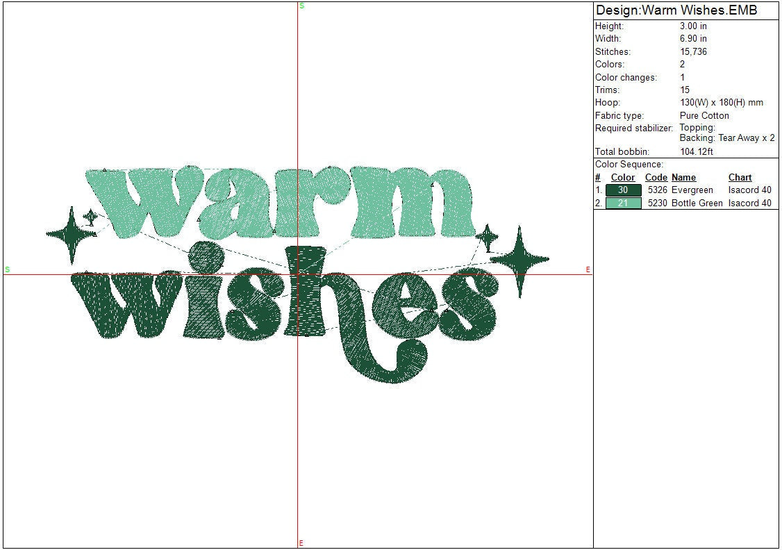 Warm Wishes Christmas Machine Embroidery file design, Holiday Design Digital File Instant Download