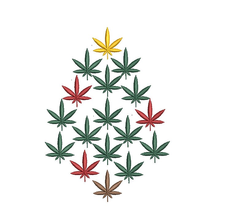 Christmas Weed Tree machine embroidery file design, Christmas Holiday Digital File Instant Download 2 sizes