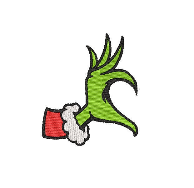 Christmas Grinch Heart Hands Machine Embroidery file design, Separated Hands Christmas Holiday Digital File Instant Download 2in, 4in, 7in