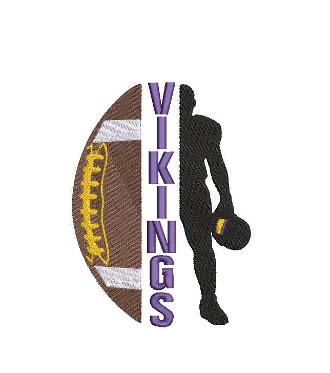 Vikings Football machine embroidery file design Sports Digital File Instant Download 2 sizes to fit 4x4 and 5x7 hoops