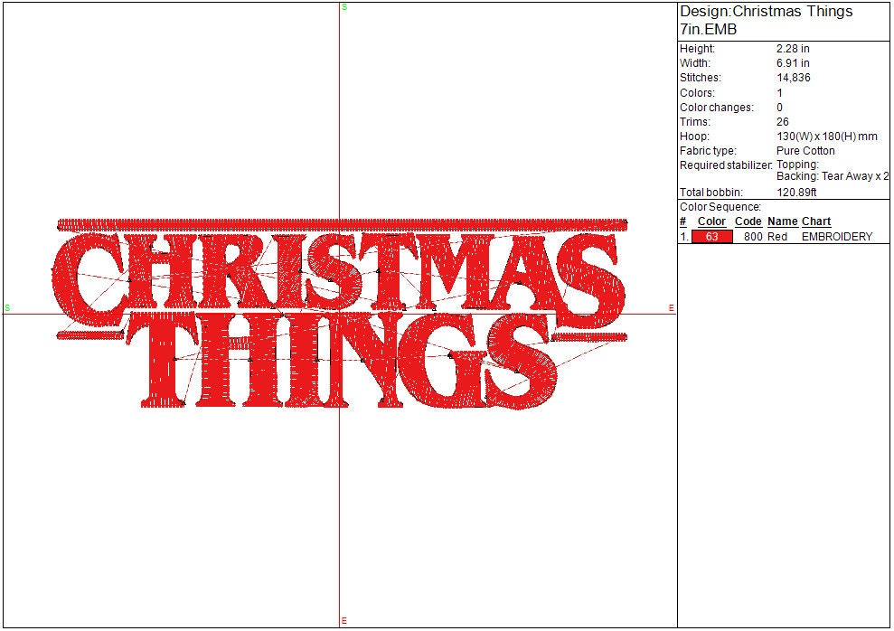 Christmas Things Machine Embroidery Design, Stranger Things Christmas Holiday Digital Design, Instant Download, 4x4 and 5x7 hoops
