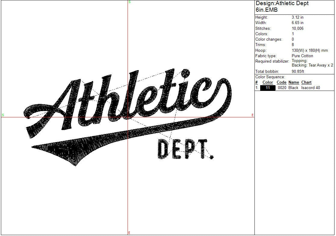 Athletic Dept Machine Embroidery file design Sports Digital File Instant Download 2 sizes to fit 4x4 and 5x7 hoops