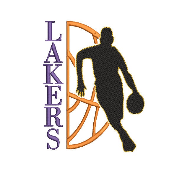 LA Lakers Basketball Machine Embroidery design, Sports Digital File, Instant Download 2 sizes to fit 4x4 and 5x7 hoops