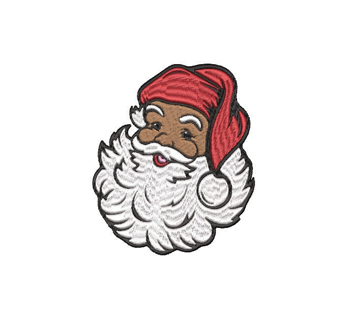 Black Santa Christmas Machine Embroidery file design, Christmas Holiday Digital File Instant Download 4in, 6in