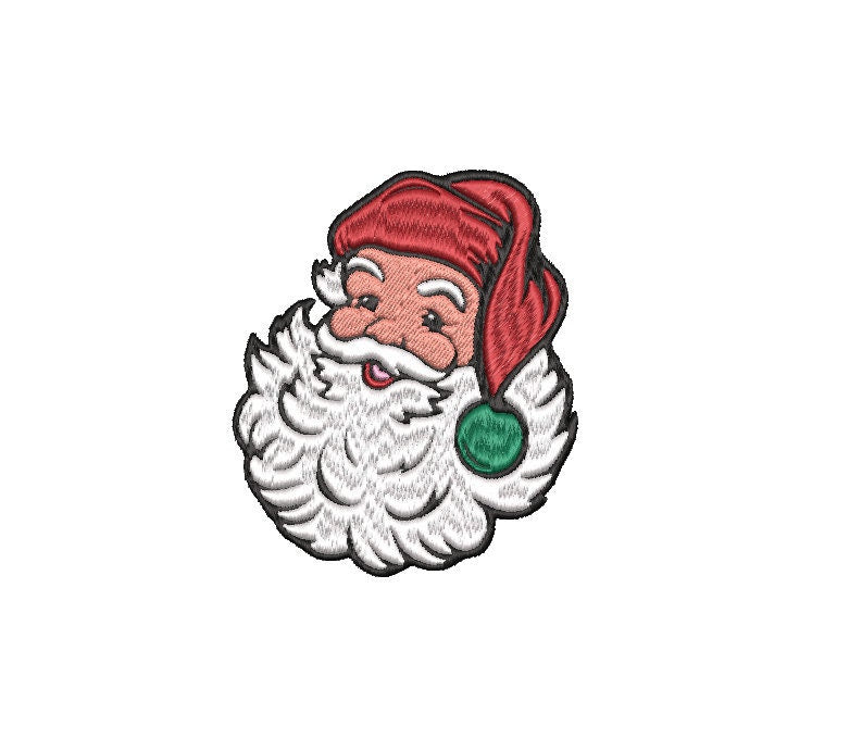 Black Santa Christmas Machine Embroidery file design, Christmas Holiday Digital File Instant Download 4in, 6in