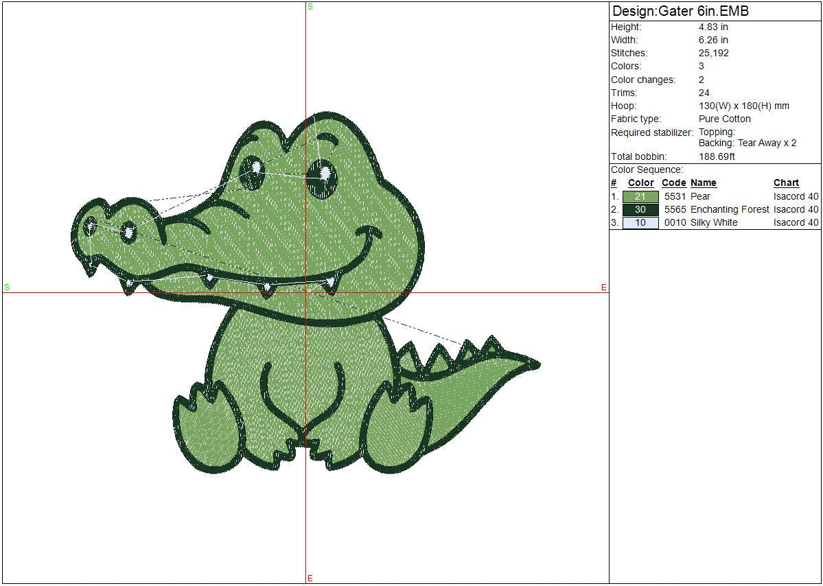 Safari Alligator Embroidery design, Animals, Kids, Boys, Girls Digital File, Instant Download